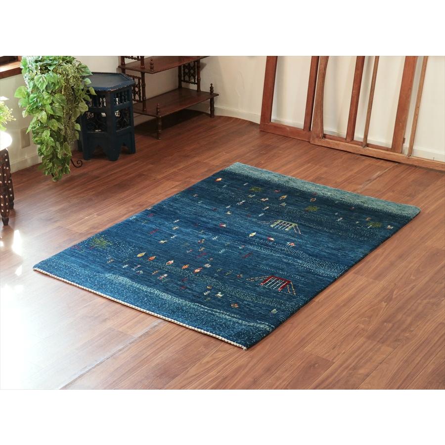 ギャッベ/バナフシェ　Banafsheh gabbeh,  179x126cm 村の風景　ブルーグラデーション |  | 01