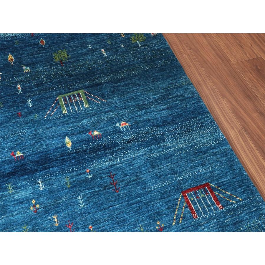 ギャッベ/バナフシェ　Banafsheh gabbeh,  179x126cm 村の風景　ブルーグラデーション |  | 04