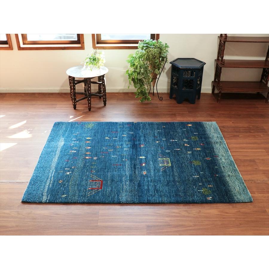 ギャッベ/バナフシェ　Banafsheh gabbeh,  179x126cm 村の風景　ブルーグラデーション |  | 06