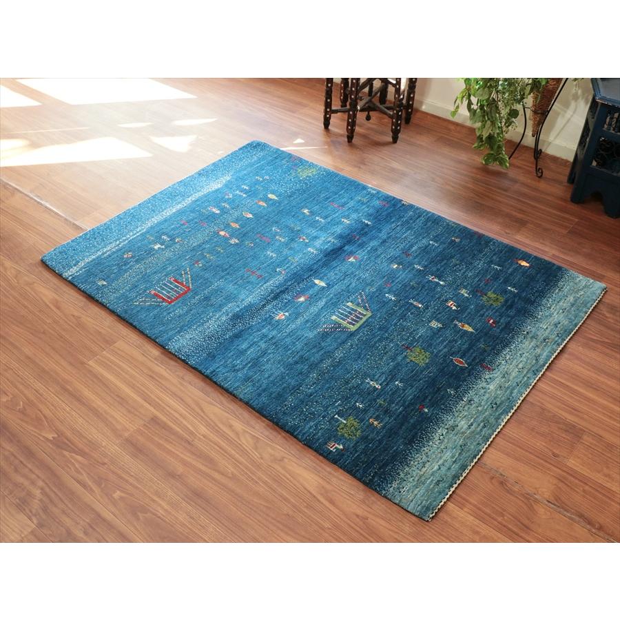 ギャッベ/バナフシェ　Banafsheh gabbeh,  179x126cm 村の風景　ブルーグラデーション |  | 07