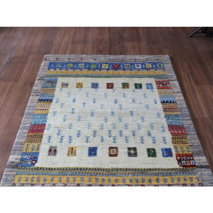ギャッベ　バナフシェ 149x98cm ナチュラル＆グレー　イラン産手織り　Gabbeh Banafsheh |  | 03