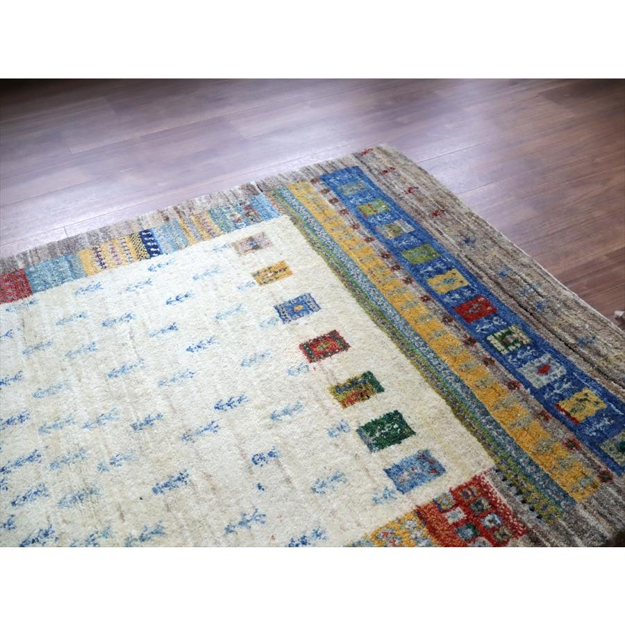 ギャッベ　バナフシェ 149x98cm ナチュラル＆グレー　イラン産手織り　Gabbeh Banafsheh |  | 07