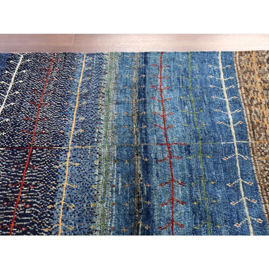 ギャッベ ノマド　 172x111cm ネイビー＆グレー　枝葉を伸ばす生命の木　イラン産手織り　Gabbeh Nomad |  | 07