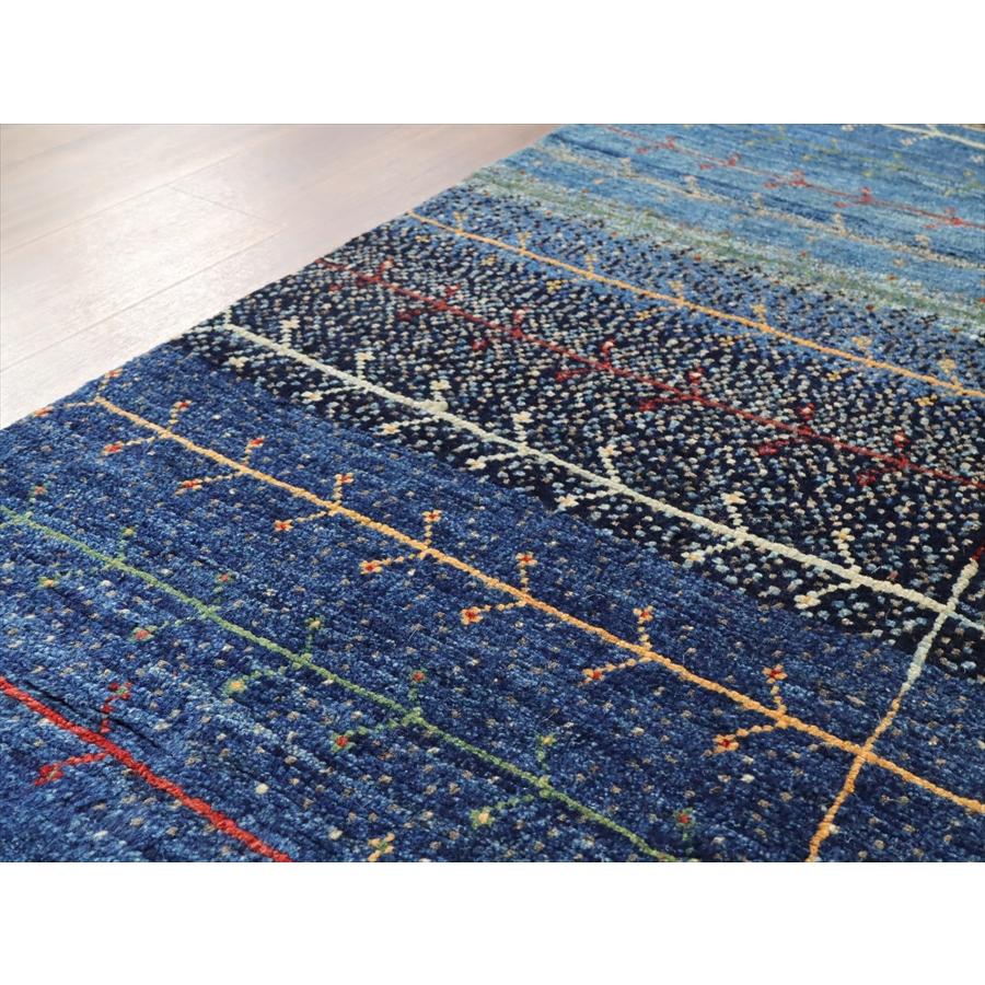 ギャッベ ノマド　 172x111cm ネイビー＆グレー　枝葉を伸ばす生命の木　イラン産手織り　Gabbeh Nomad |  | 08