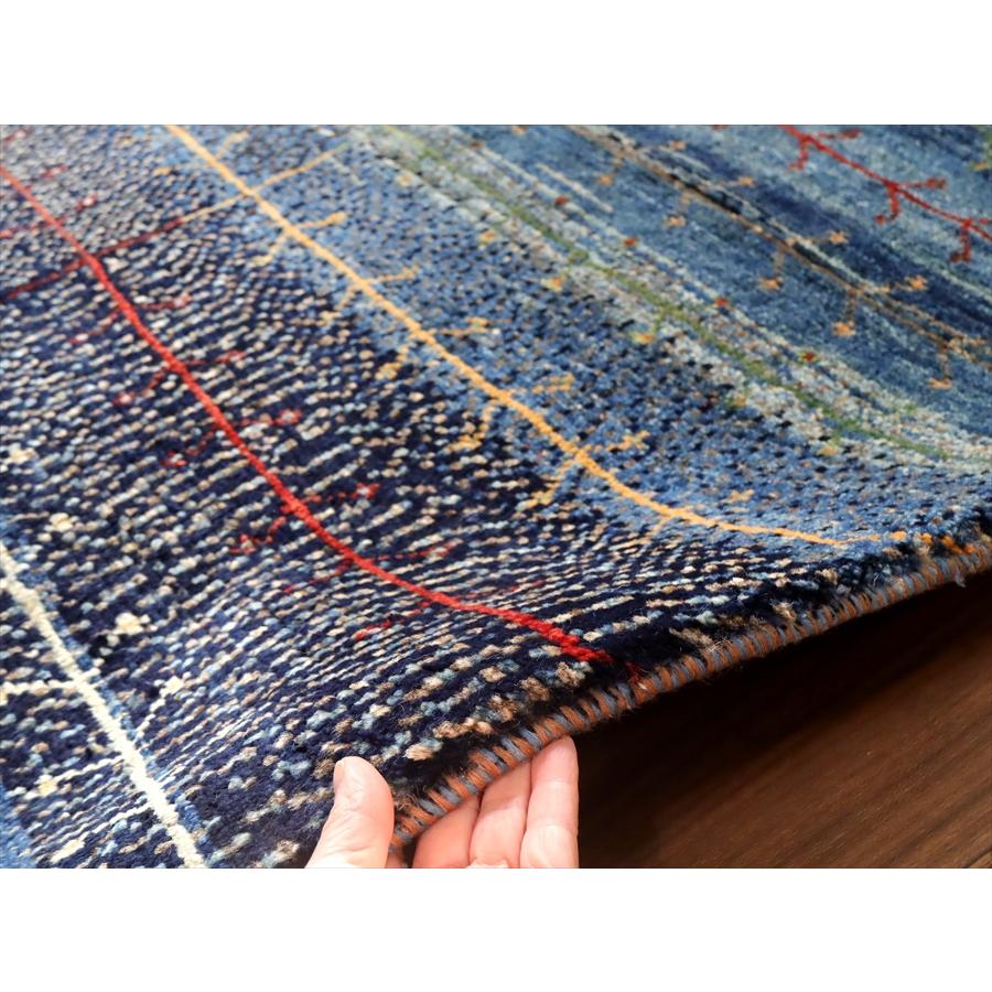 ギャッベ ノマド　 172x111cm ネイビー＆グレー　枝葉を伸ばす生命の木　イラン産手織り　Gabbeh Nomad |  | 09
