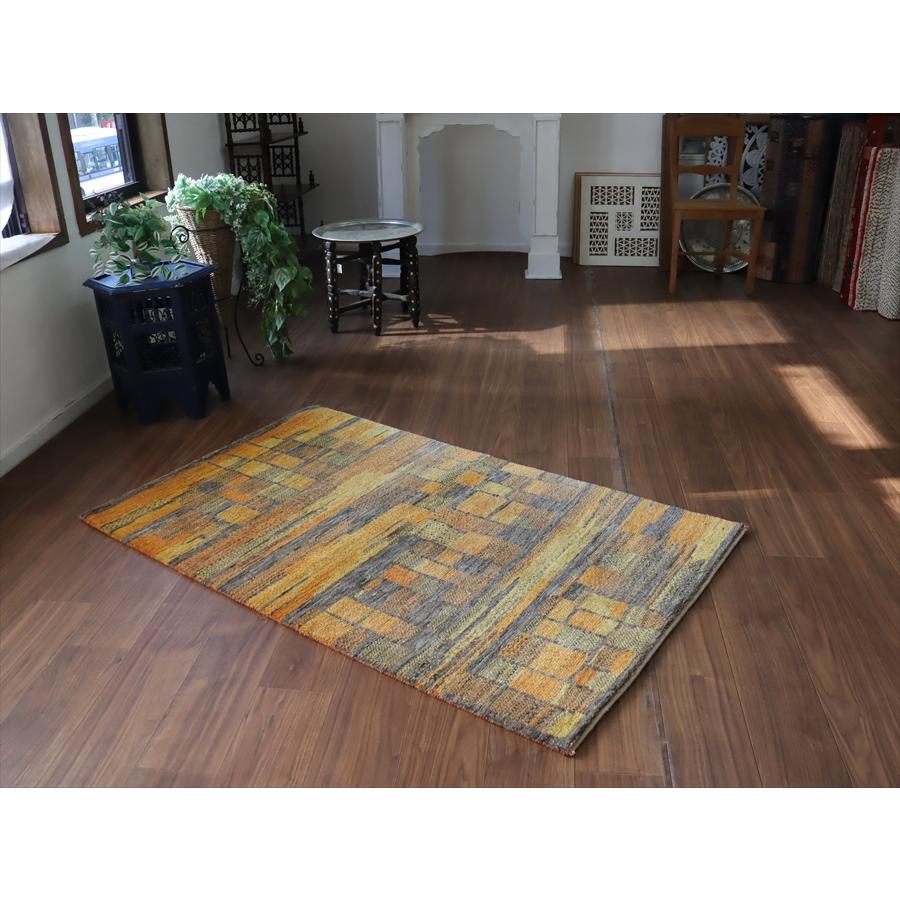 ギャッベ ノマド　 150x93cm オレンジ ブルー　抽象画のような幾何学デザイン　イラン産手織り　Gabbeh Nomad |  | 01