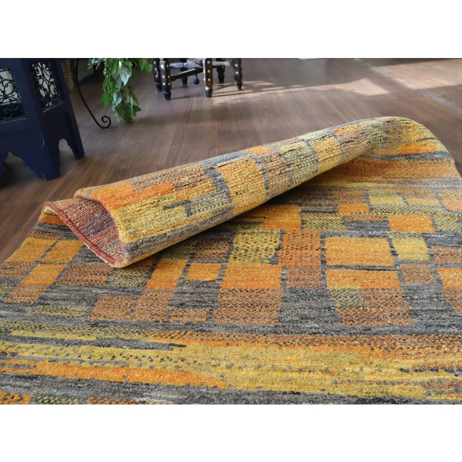 ギャッベ ノマド　 150x93cm オレンジ ブルー　抽象画のような幾何学デザイン　イラン産手織り　Gabbeh Nomad |  | 04