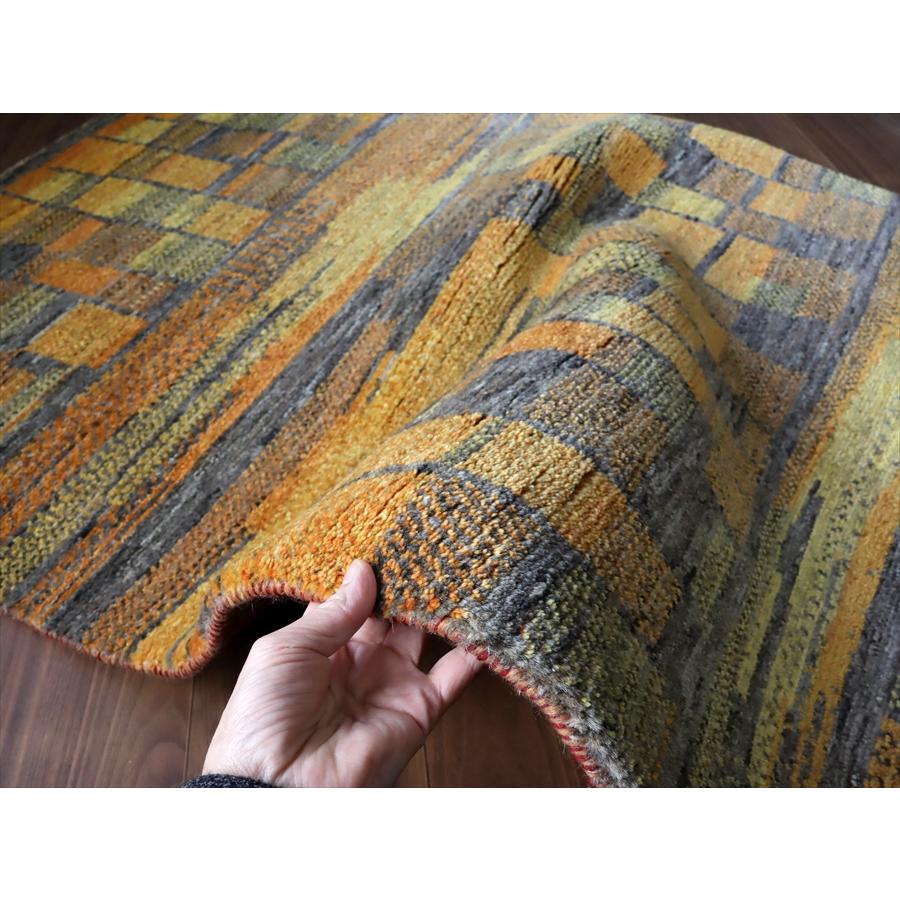 ギャッベ ノマド　 150x93cm オレンジ ブルー　抽象画のような幾何学デザイン　イラン産手織り　Gabbeh Nomad |  | 08