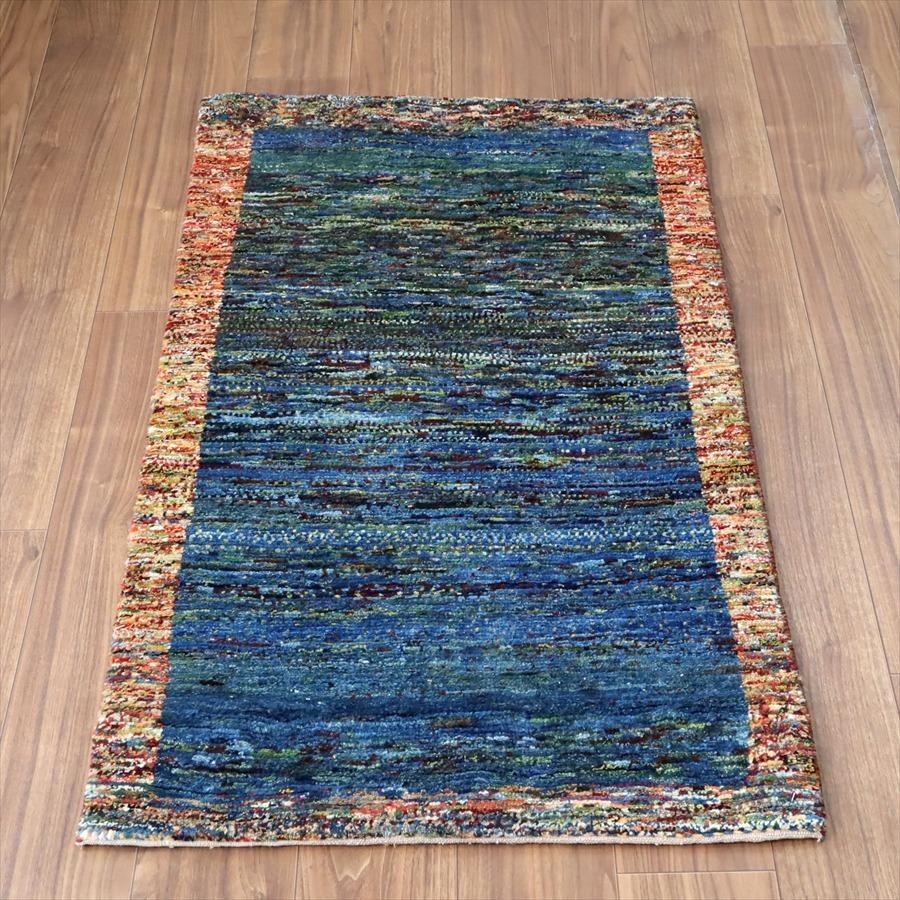 ギャッベ ノマド　 129x72cm ブルーグリーン　ドットミックス　イラン産手織り　Gabbeh Nomad | 