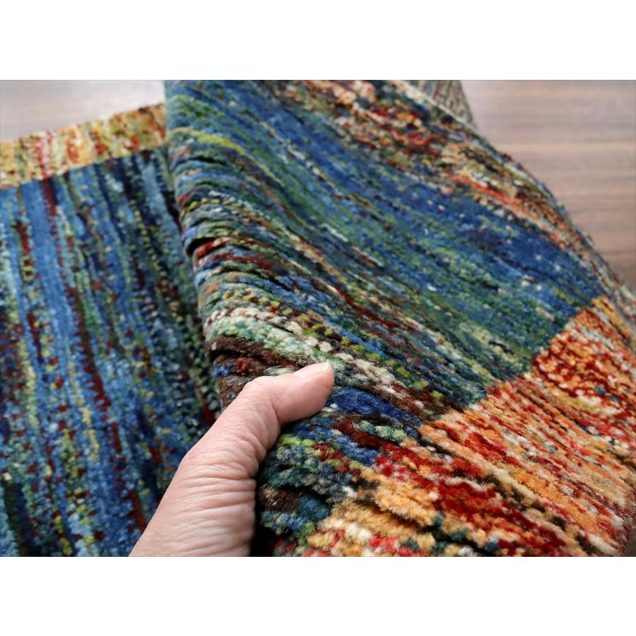 ギャッベ ノマド　 129x72cm ブルーグリーン　ドットミックス　イラン産手織り　Gabbeh Nomad |  | 11