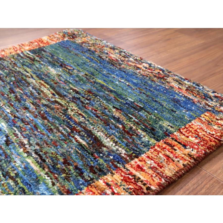 ギャッベ ノマド　 129x72cm ブルーグリーン　ドットミックス　イラン産手織り　Gabbeh Nomad |  | 05