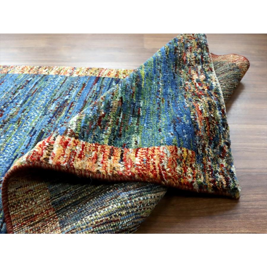 ギャッベ ノマド　 129x72cm ブルーグリーン　ドットミックス　イラン産手織り　Gabbeh Nomad |  | 07