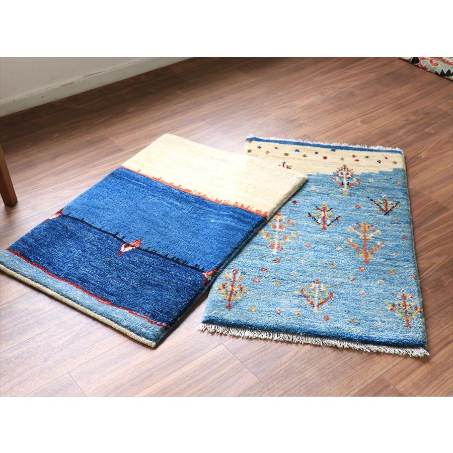 ギャッベ ノマド  91x55cm 明るい水色　花咲く生命の木 |  | 10