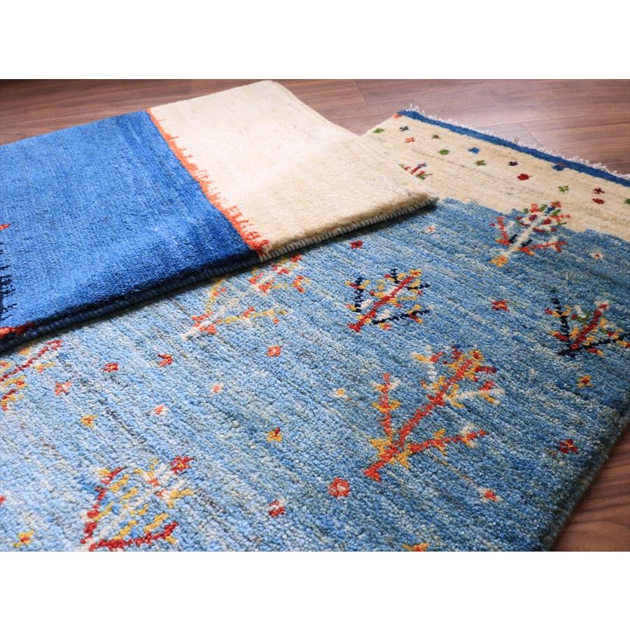 ギャッベ ノマド  91x55cm 明るい水色　花咲く生命の木 |  | 11