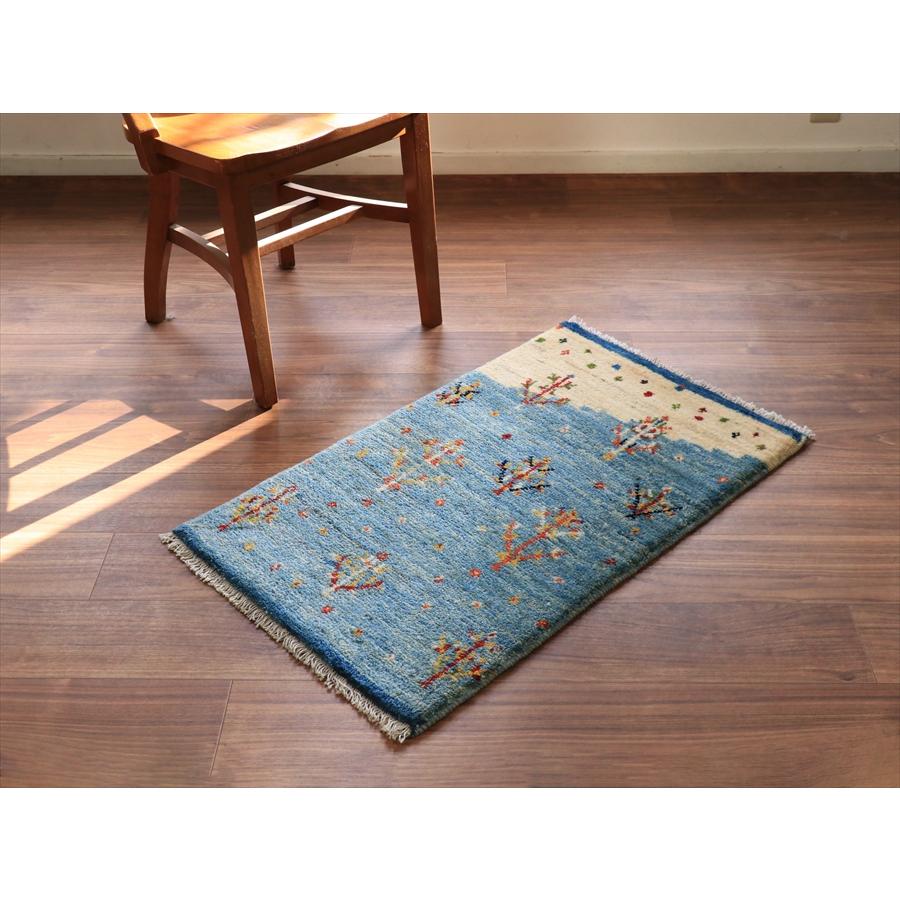 ギャッベ ノマド  91x55cm 明るい水色　花咲く生命の木 |  | 01