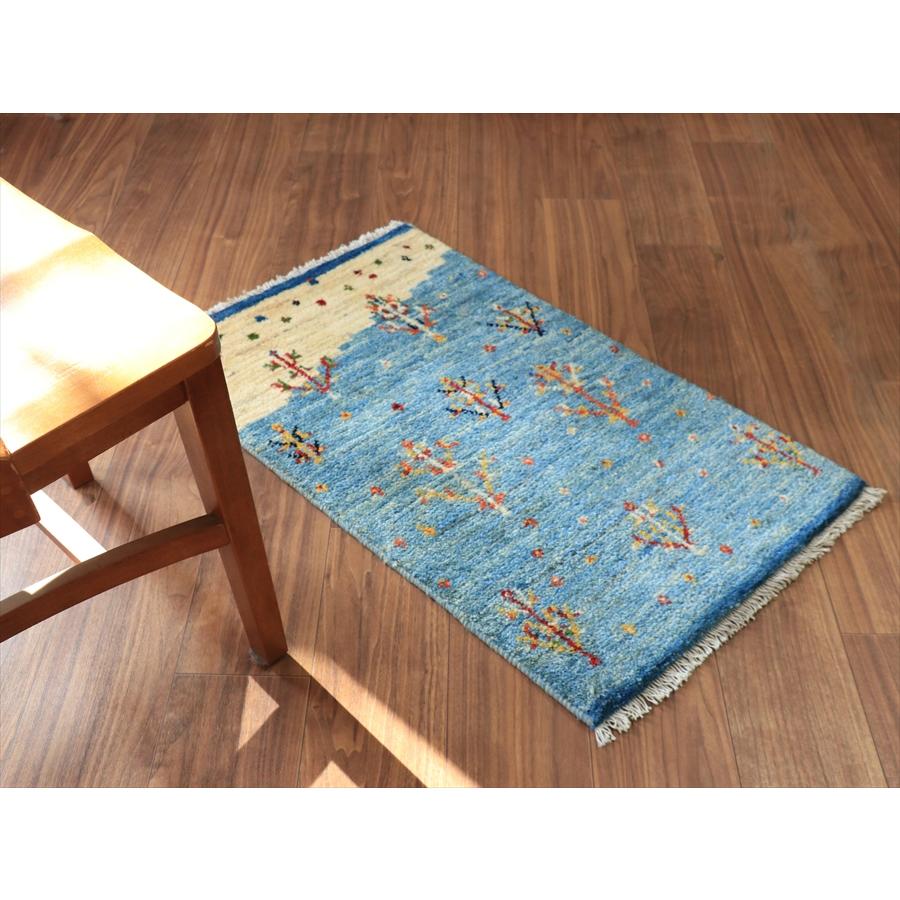 ギャッベ ノマド  91x55cm 明るい水色　花咲く生命の木 |  | 04