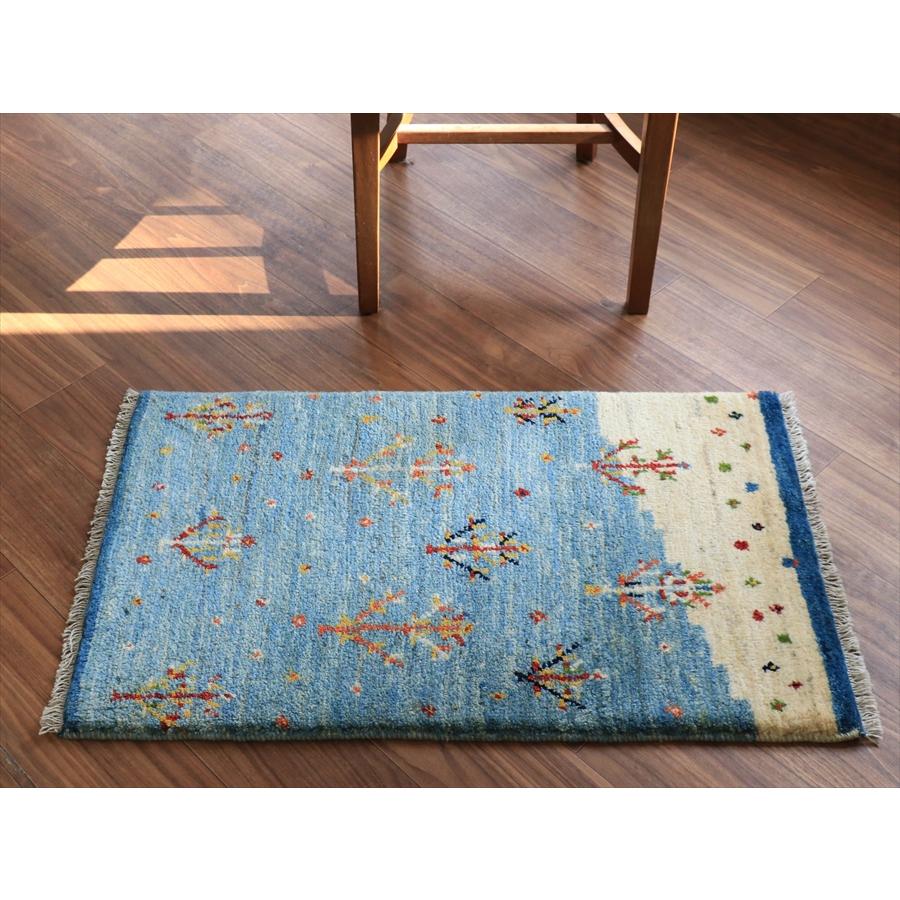 ギャッベ ノマド  91x55cm 明るい水色　花咲く生命の木 |  | 05