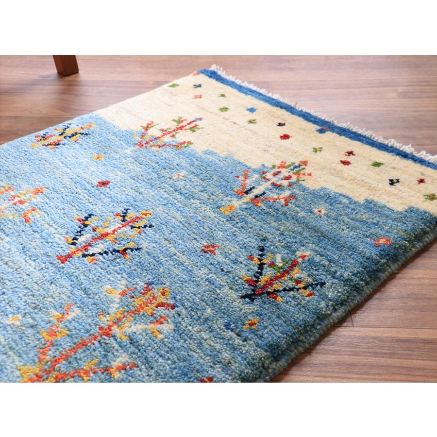 ギャッベ ノマド  91x55cm 明るい水色　花咲く生命の木 |  | 07