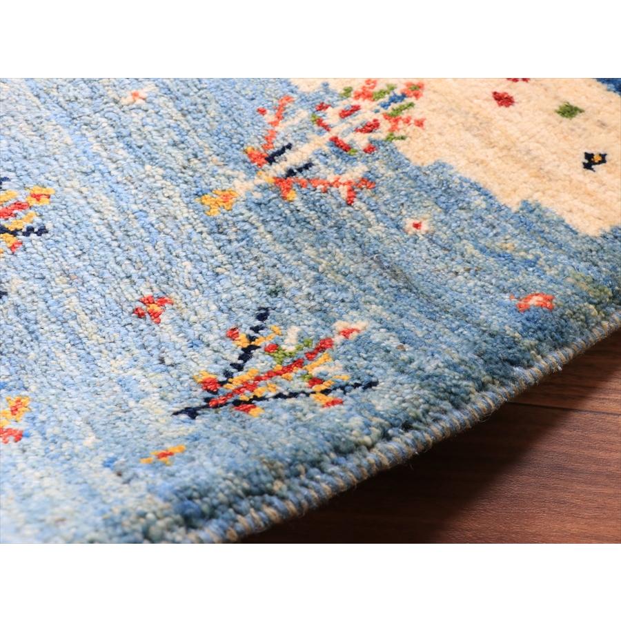 ギャッベ ノマド  91x55cm 明るい水色　花咲く生命の木 |  | 08