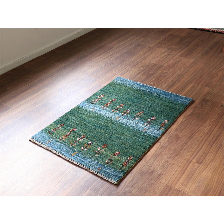 ギャッベ ノウバフト Nowbaft 92x64cm ブルーグリーン　花咲く草原 |  | 01