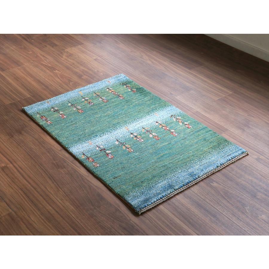 ギャッベ ノウバフト Nowbaft 92x64cm ブルーグリーン　花咲く草原 |  | 02