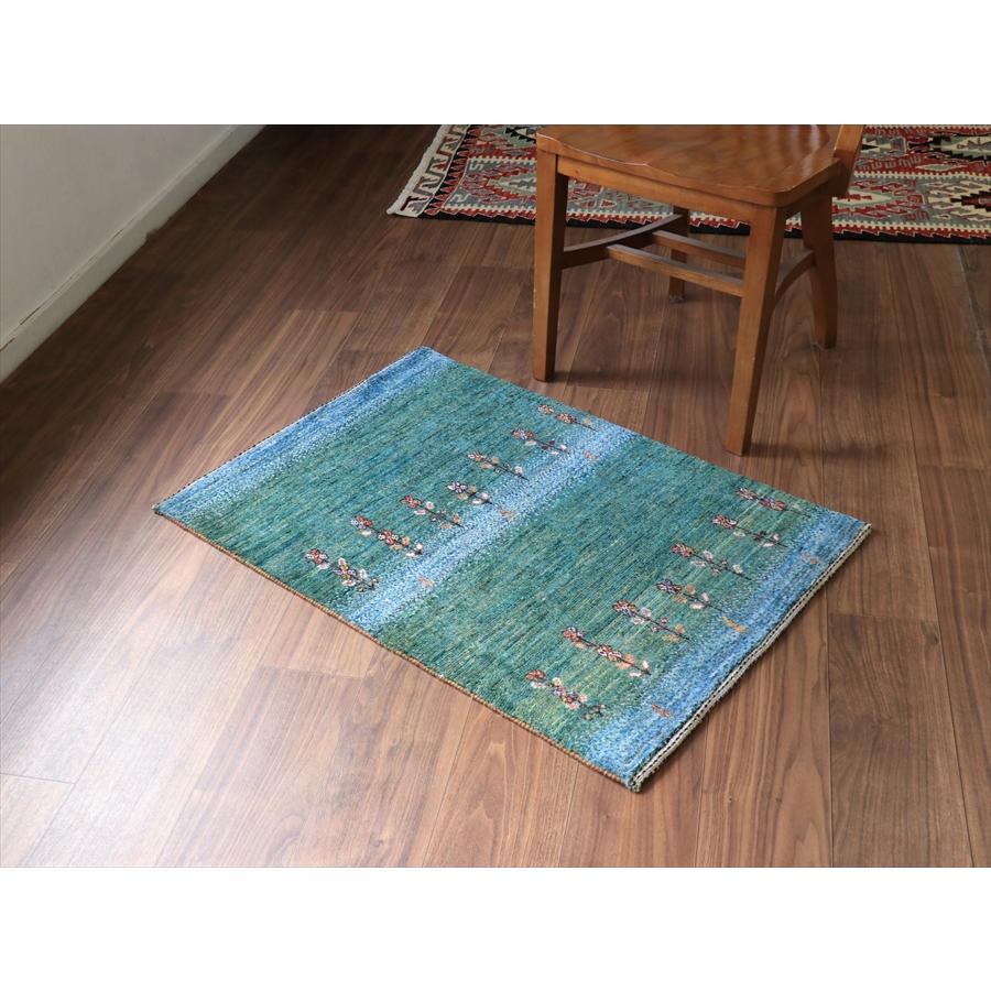 ギャッベ ノウバフト Nowbaft 92x64cm ブルーグリーン　花咲く草原 |  | 04