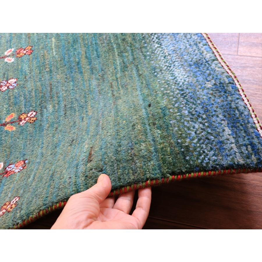 ギャッベ ノウバフト Nowbaft 92x64cm ブルーグリーン　花咲く草原 |  | 08
