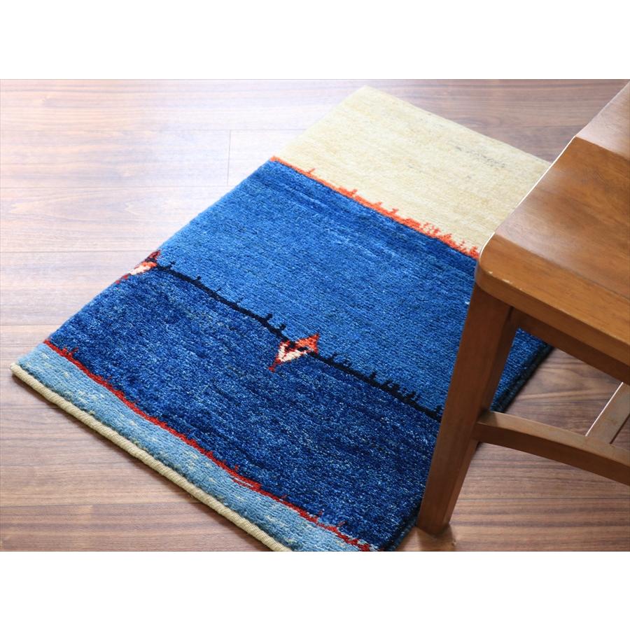 ギャッベ ノマド  84x57cm ブルー＆ナチュラルアイボリー |  | 04