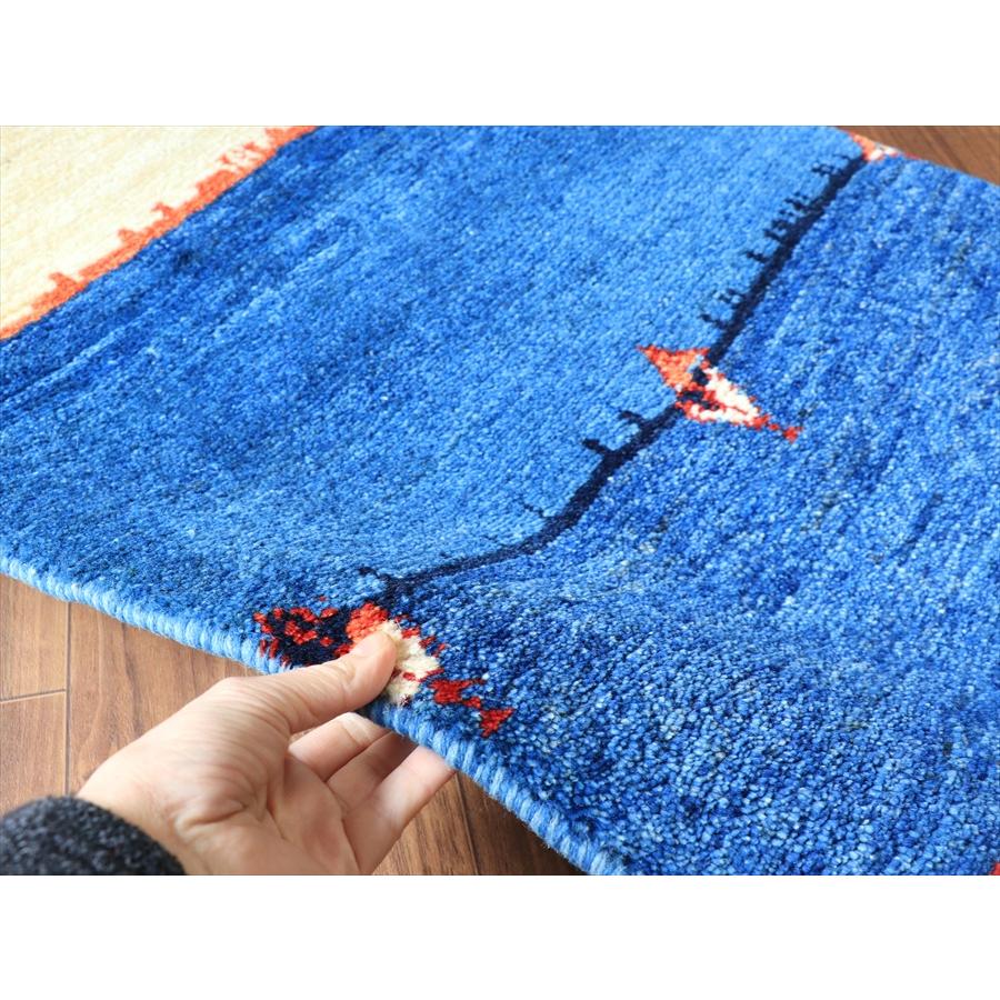 ギャッベ ノマド  84x57cm ブルー＆ナチュラルアイボリー |  | 05