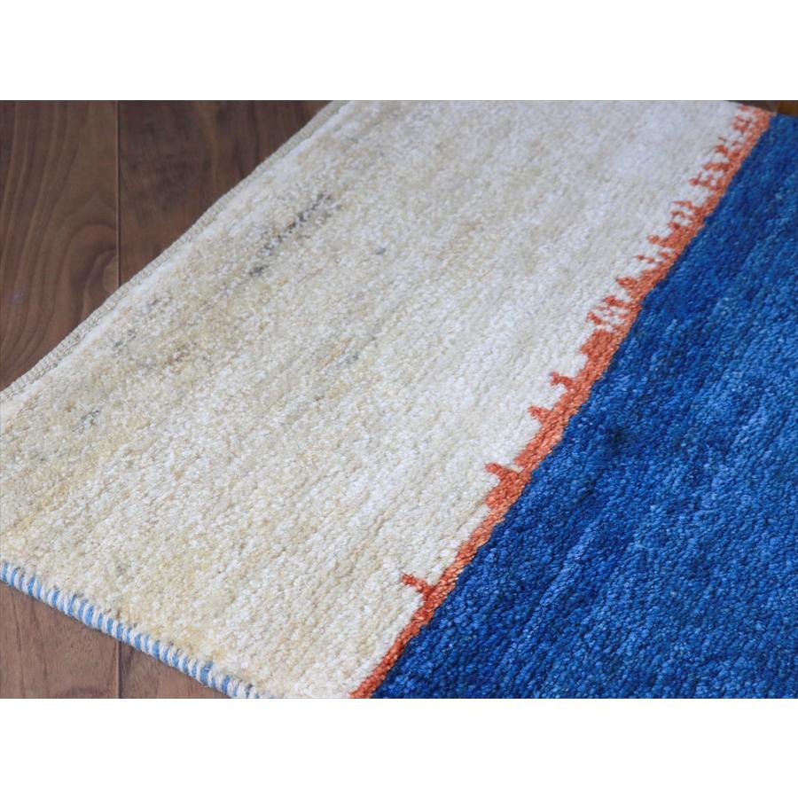 ギャッベ ノマド  84x57cm ブルー＆ナチュラルアイボリー |  | 06