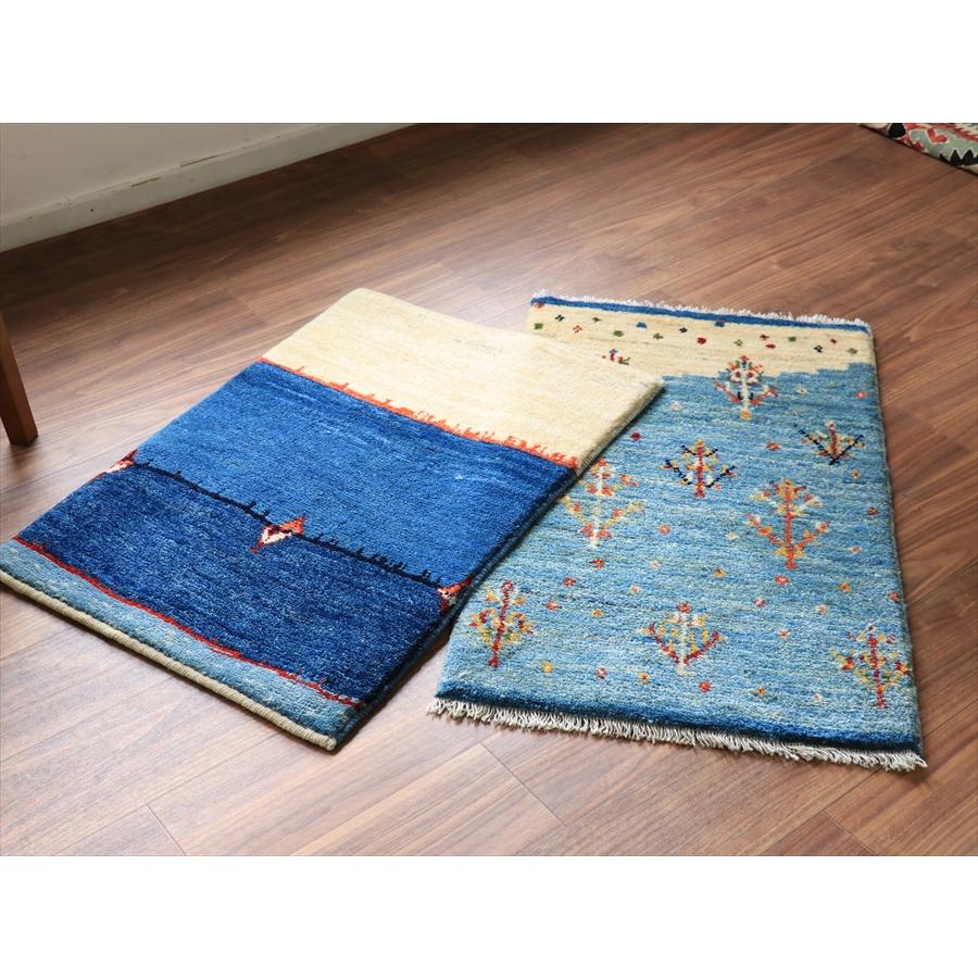 ギャッベ ノマド  84x57cm ブルー＆ナチュラルアイボリー |  | 09