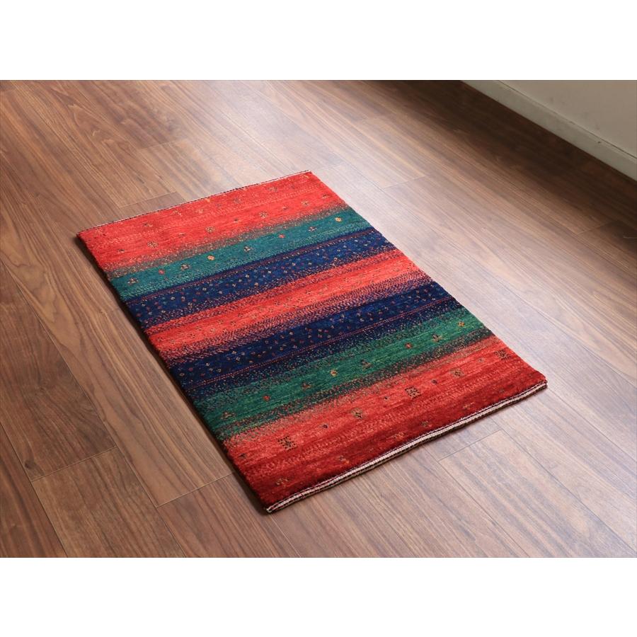 ギャッベ　ロリ・アタシュ LoriAtash 90x62cm レッド＆グリーン＆ネイビー　ボーダー |  | 02