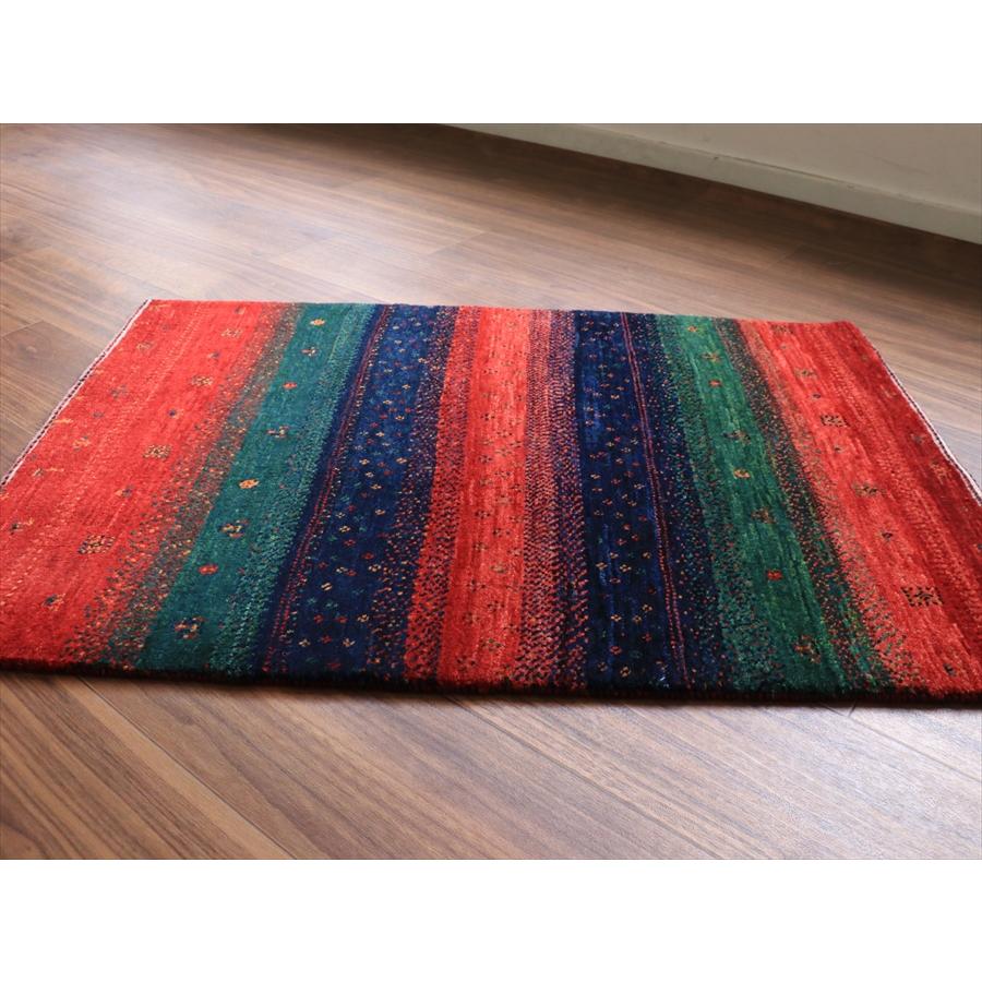 ギャッベ　ロリ・アタシュ LoriAtash 90x62cm レッド＆グリーン＆ネイビー　ボーダー |  | 03