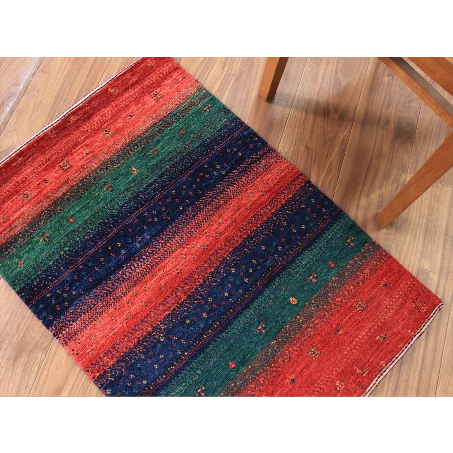 ギャッベ　ロリ・アタシュ LoriAtash 90x62cm レッド＆グリーン＆ネイビー　ボーダー |  | 04