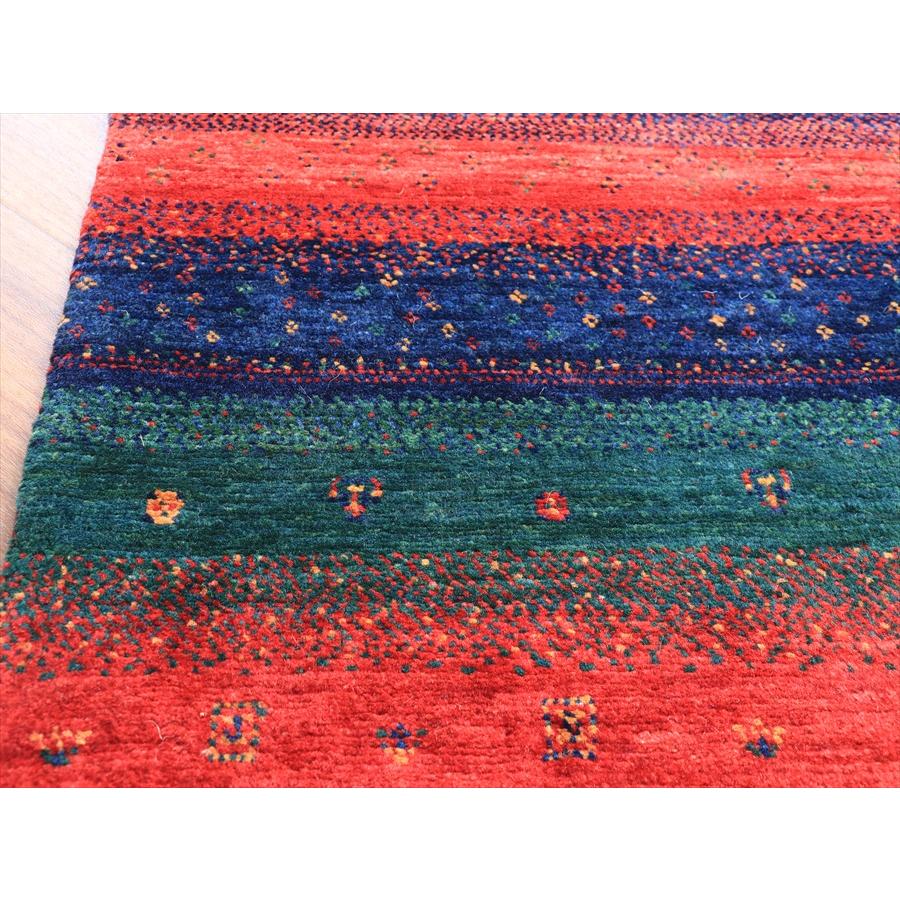 ギャッベ　ロリ・アタシュ LoriAtash 90x62cm レッド＆グリーン＆ネイビー　ボーダー |  | 05