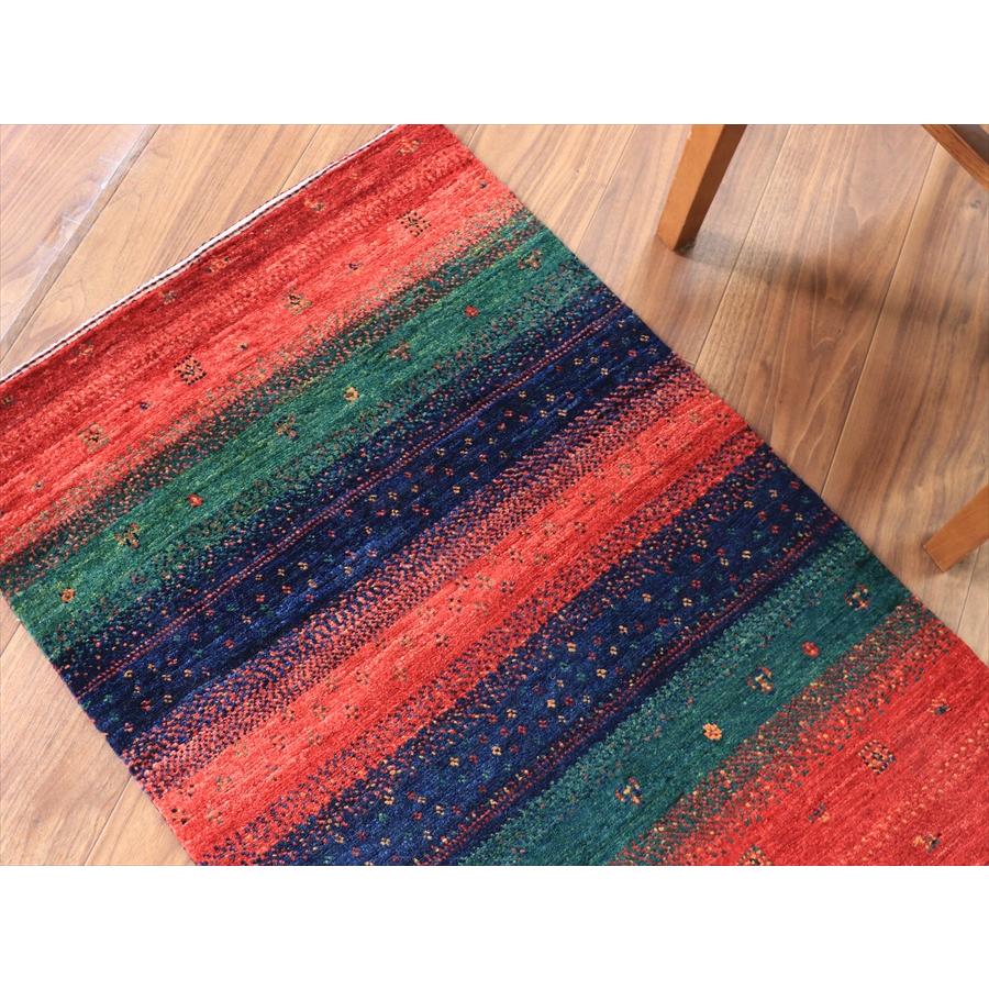 ギャッベ　ロリ・アタシュ LoriAtash 90x62cm レッド＆グリーン＆ネイビー　ボーダー |  | 06