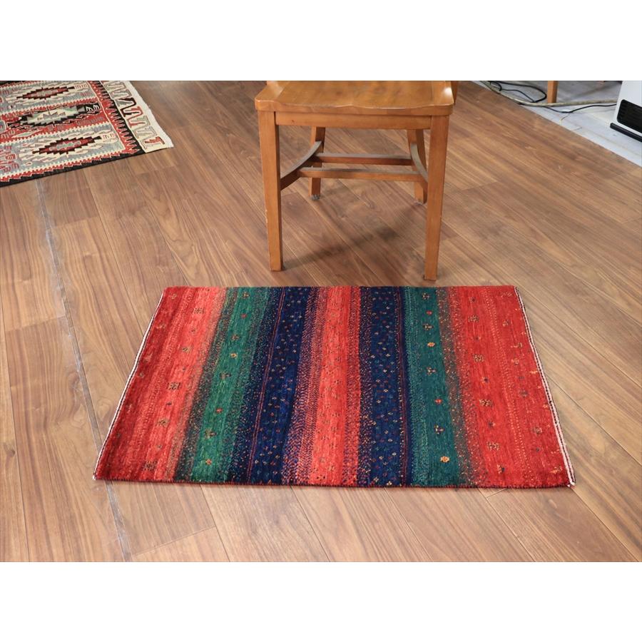 ギャッベ　ロリ・アタシュ LoriAtash 90x62cm レッド＆グリーン＆ネイビー　ボーダー |  | 07