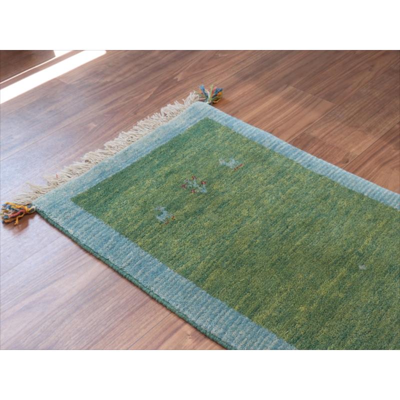 ギャッベ　プリミティブで素朴なデザイン 150x53cm グリーン　ランナー |  | 02