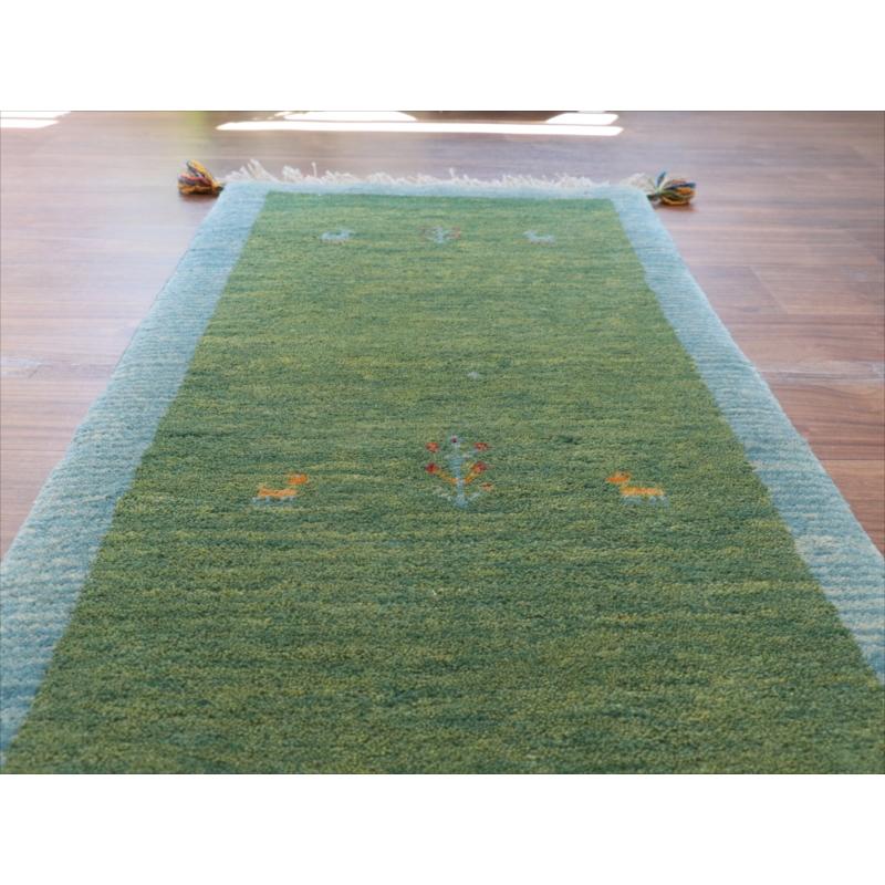 ギャッベ　プリミティブで素朴なデザイン 150x53cm グリーン　ランナー |  | 05