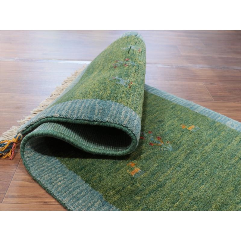 ギャッベ　プリミティブで素朴なデザイン 150x53cm グリーン　ランナー |  | 07
