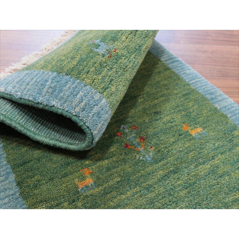 ギャッベ　プリミティブで素朴なデザイン 150x53cm グリーン　ランナー |  | 08