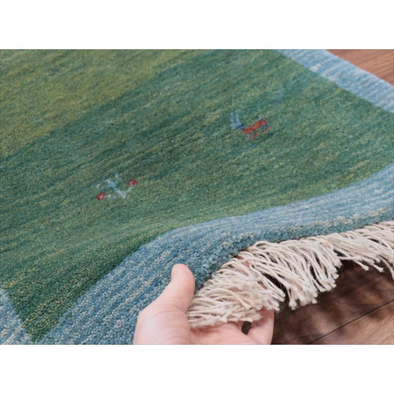 ギャッベ　プリミティブで素朴なデザイン 150x53cm グリーン　ランナー |  | 09