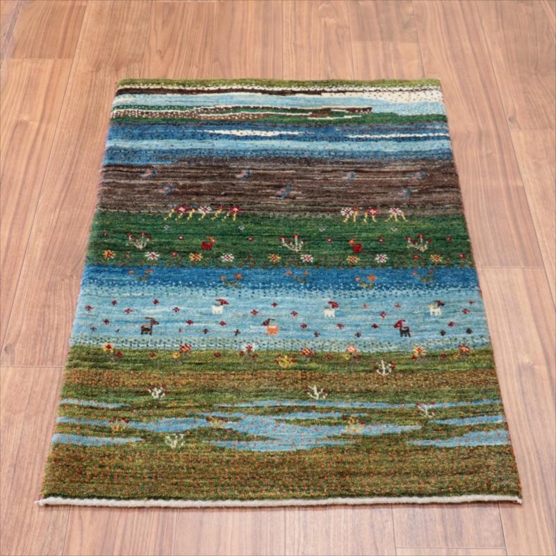 ギャッベ　バナフシェ　イラン産手織りラグ 101x67cm 広がる草原　風景のギャッベ | 