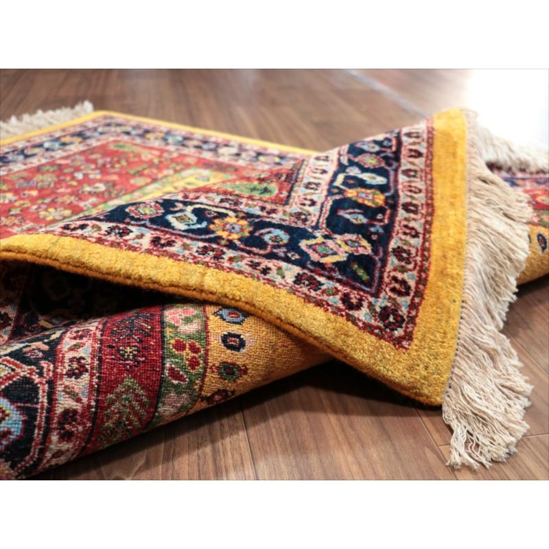 ギャッベ　Luribaft/ルリバフ 152x102cm 緻密な織り　イエロー レッド ネイビー　クラシックデザイン　メダリオン |  | 15