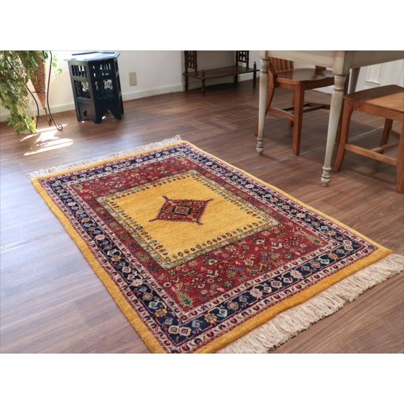 ギャッベ　Luribaft/ルリバフ 152x102cm 緻密な織り　イエロー レッド ネイビー　クラシックデザイン　メダリオン |  | 05