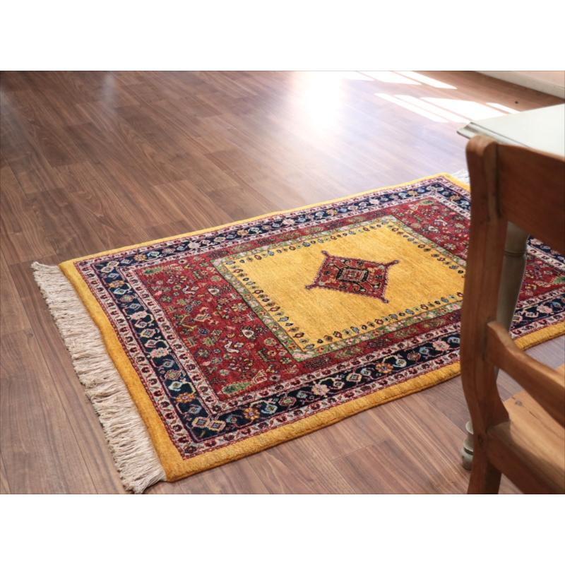 ギャッベ　Luribaft/ルリバフ 152x102cm 緻密な織り　イエロー レッド ネイビー　クラシックデザイン　メダリオン |  | 06