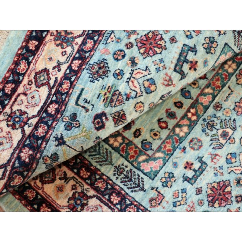 ギャッベ　Luribaft/ルリバフ 152x113cm ペールブルー 小花と幾何学モチーフ |  | 15