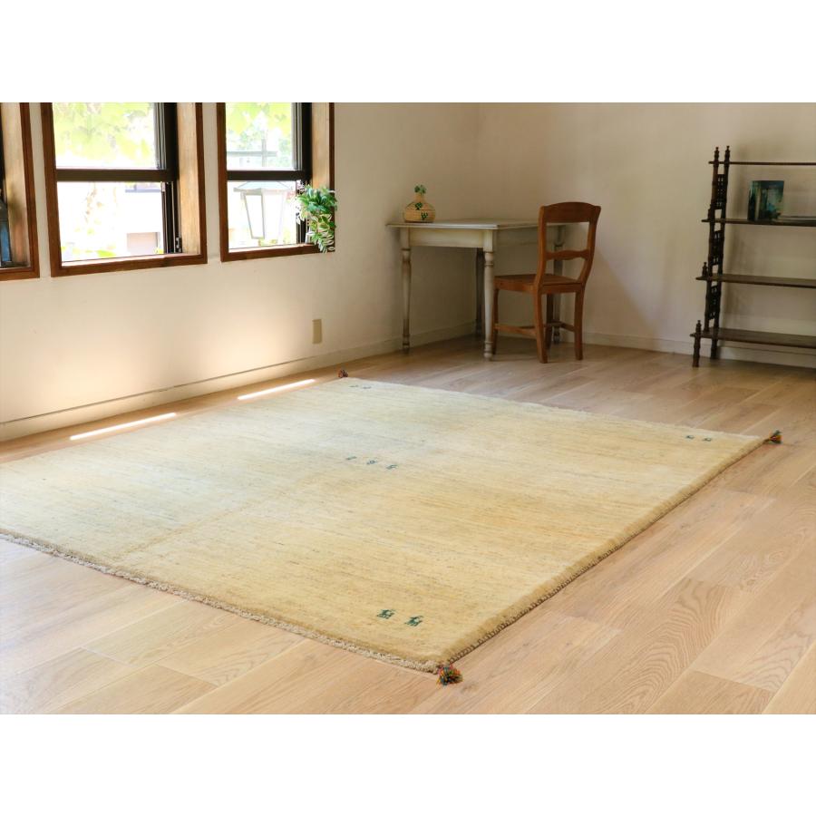 ギャッベ イラン産手織りラグ 240×200cm シンプル　無地　ナチュラルアイボリー　ベージュ |  | 01