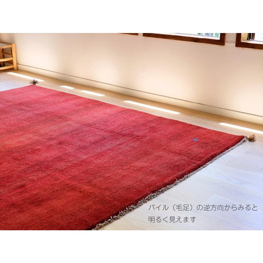 ギャッベ　イラン手織り　レッド 244×194cm 無地　シンプル　 |  | 02