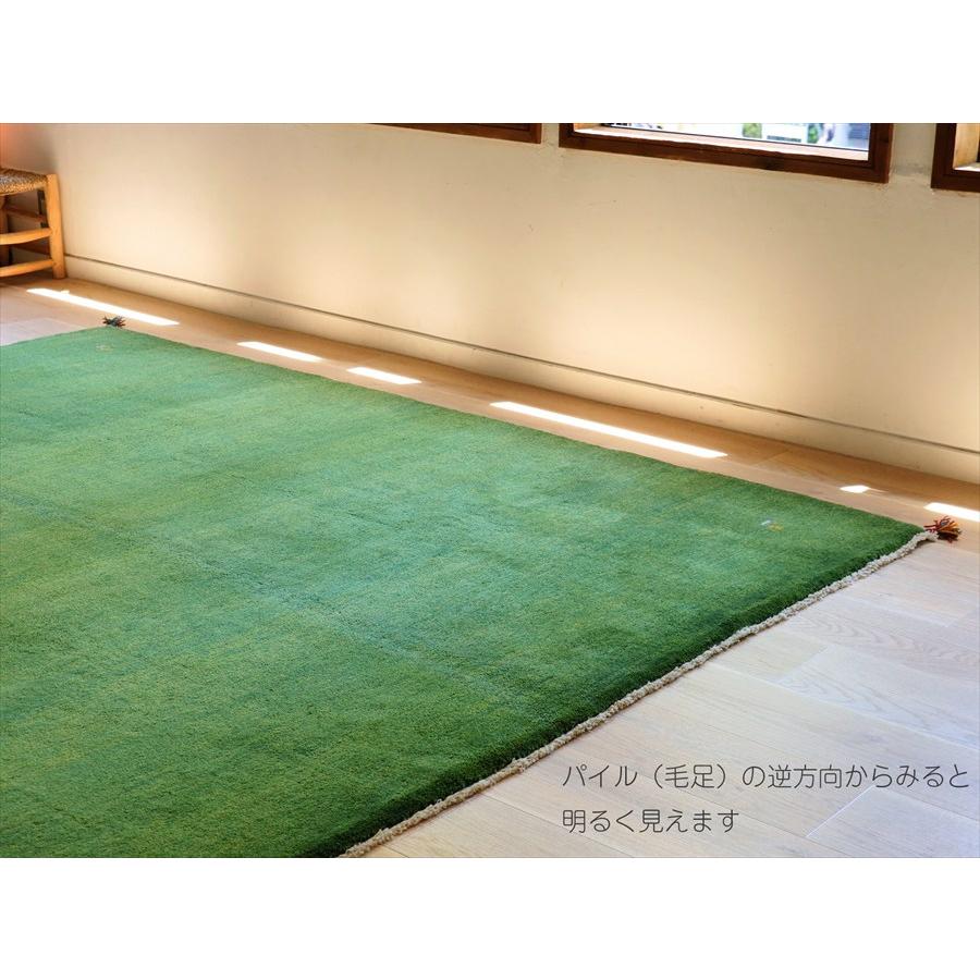 ギャッベ　イラン手織り　グリーン 245×206cm シンプル　無地 |  | 02